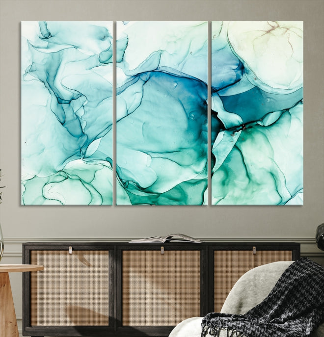 Turquoise Marble Fluid Effect Wall Art Abstract Canvas Wall Art Print