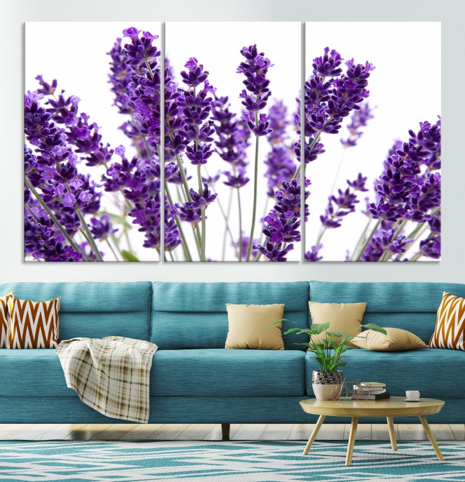 Flores de lavanda Arte de pared grande Floral Lienzo impreso