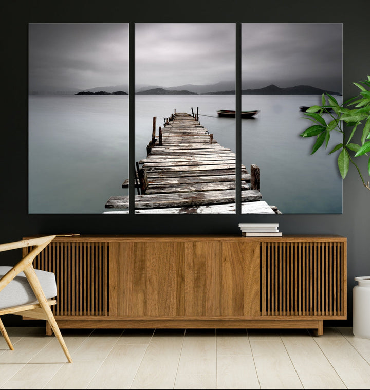 Jetée en bois Toile Mur Art Plage Toile Artwork Print , Beach Wall Art, Sea Wall Art