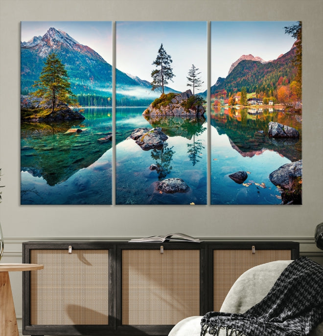 Arte de pared relajante Lago y montaña Arte de pared grande Impresión en lienzo