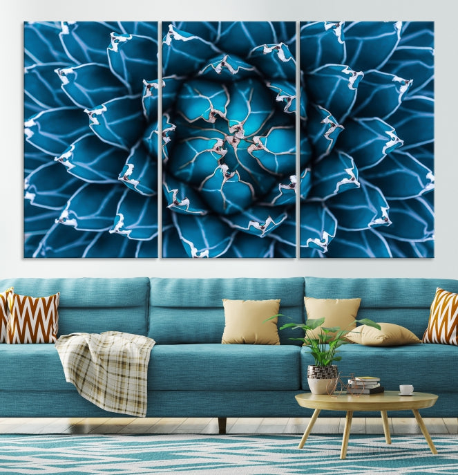 Impresión en lienzo de arte de pared grande con flor de agave azul Éxito