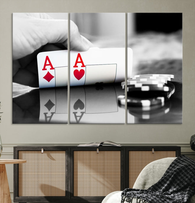 Aces Poker Art Arte de pared de juego de póquer grande Impresión en lienzo