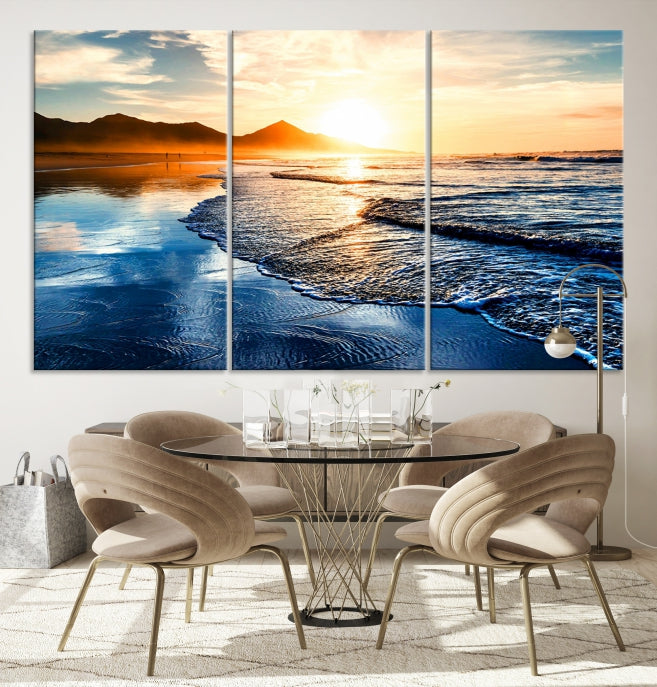 Beach Ocean Sunset on the Sea Wall Art Canvas Print