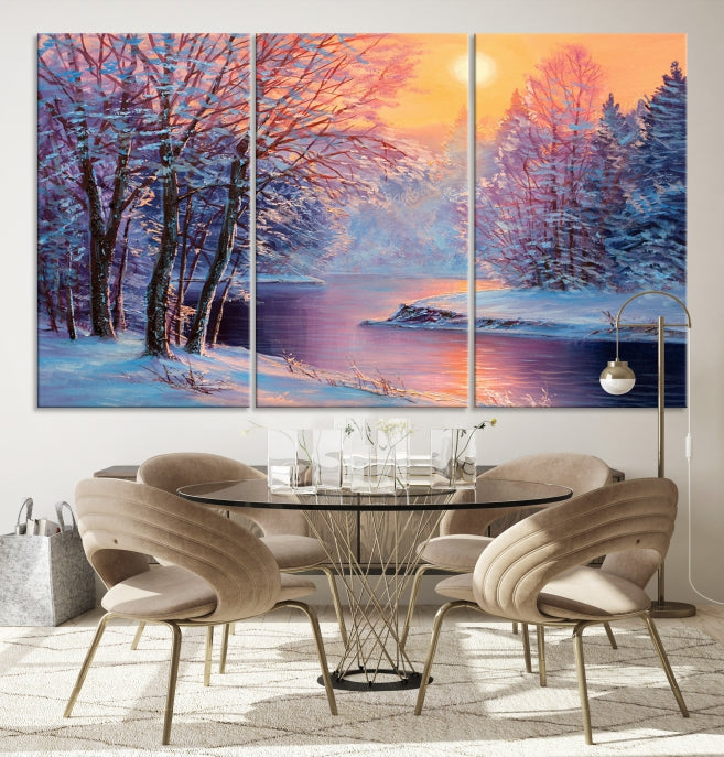 Pintura de paisaje de invierno, arte de pared grande, impresión en lienzo