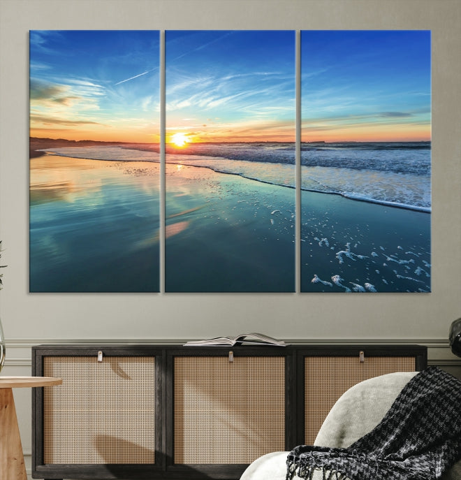 Blue Sky and Beach Wall Art Canvas Print