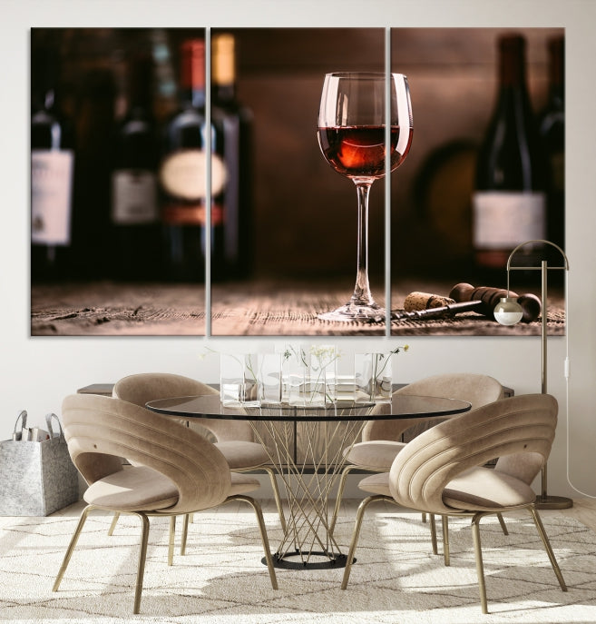 Vin rouge et bouteille Impression sur toile