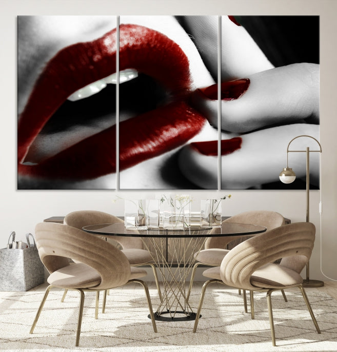 Red Lips and Women Canvas Print