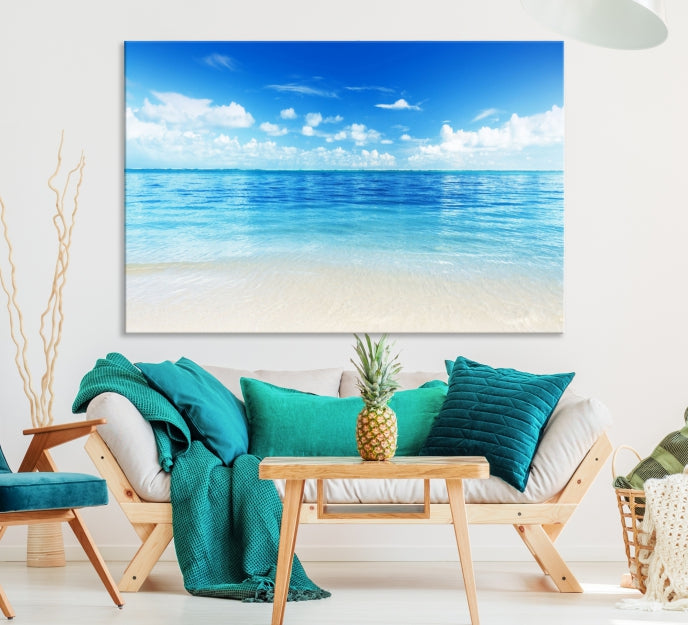 Impresión en lienzo grande de océano y playa para decoración artística de pared de comedor