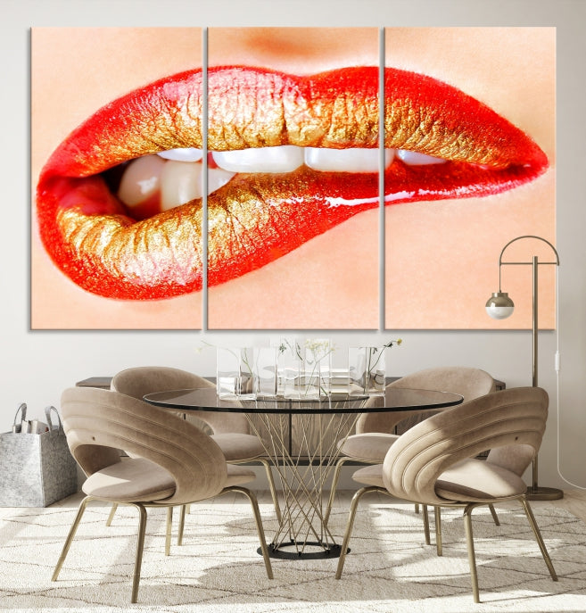 Red Lip Bite Canvas Print