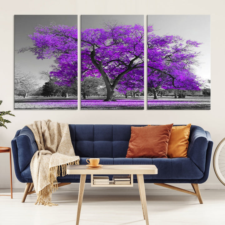 Art mural grand arbre violet Impression sur toile