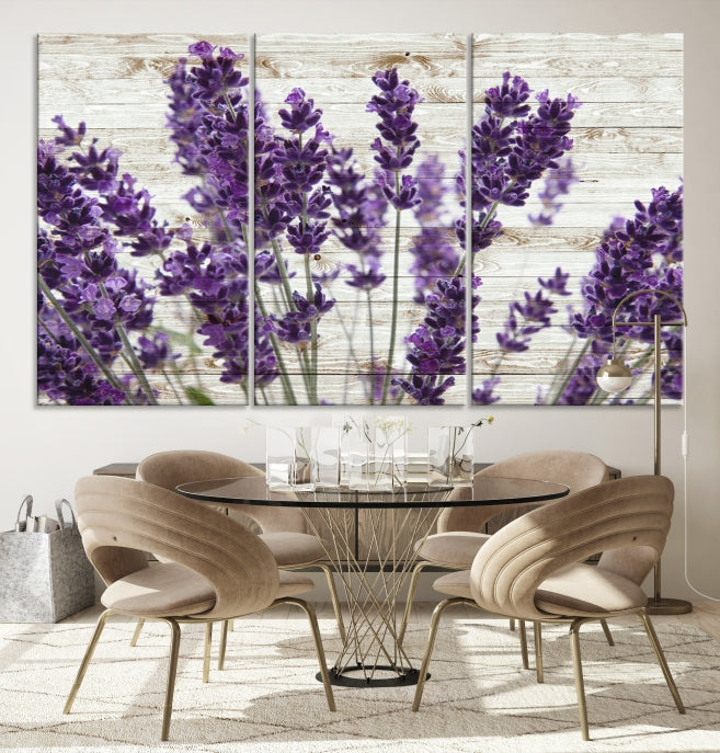 Lienzo decorativo para pared grande con hierba de lavanda