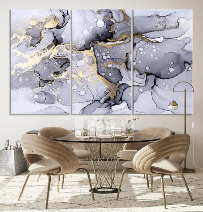 Gray Marble Fluid Effect Wall Art Abstract Canvas Wall Art Print