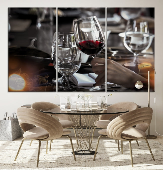 Vin rouge et verre Impression sur toile