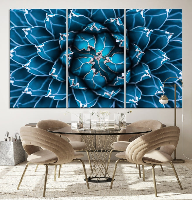 Impresión en lienzo de arte de pared grande con flor de agave azul Éxito