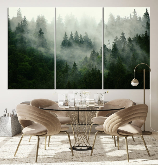 Lienzo decorativo para pared grande con bosque verde