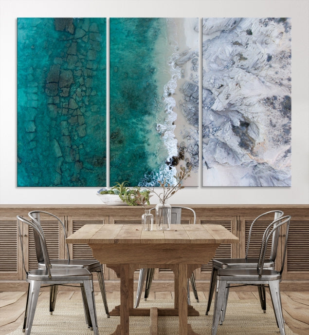 Green Aerial Ocean Wall Art Canvas Print