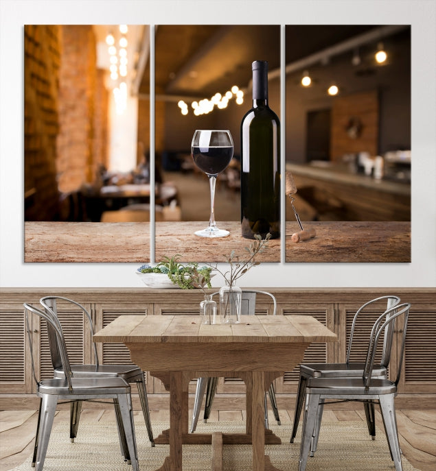 Wine and Bottle Wall Art Canvas Print