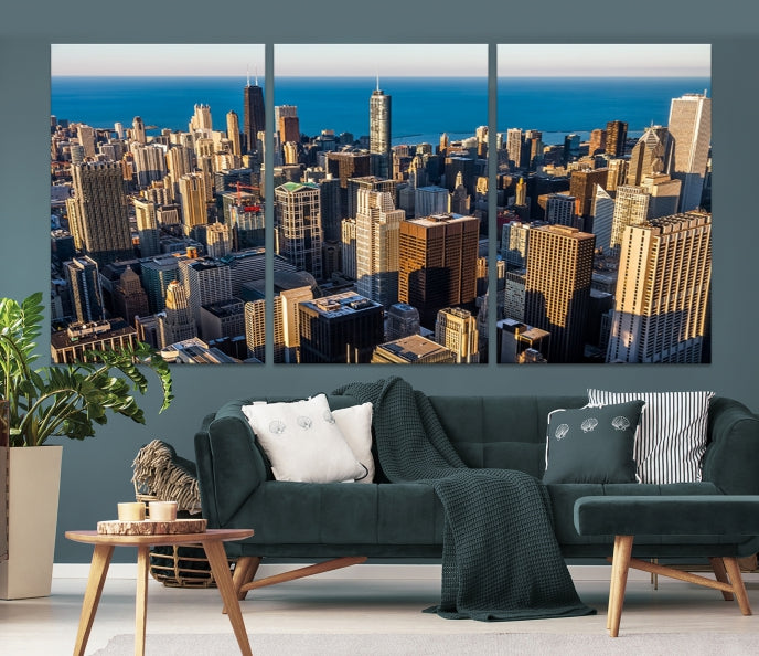 Chicago Wall Art Canvas Print Chicago City Night Canvas Print