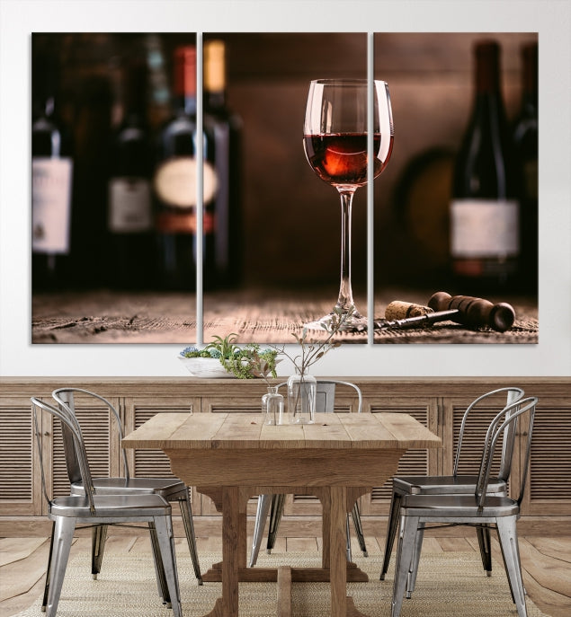 Vin rouge et bouteille Impression sur toile