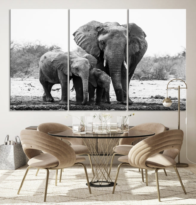 Elephant Family Africa Wall Art Canvas Print