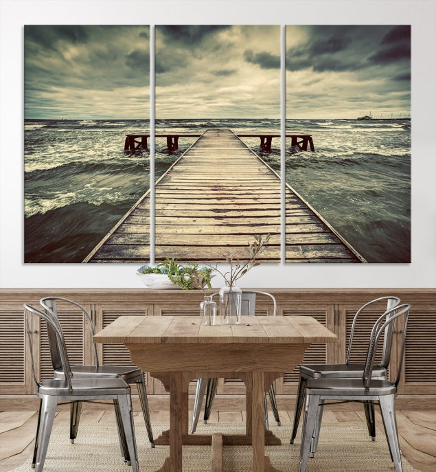 Vintage Wood Bridge Wall Art Canvas Print