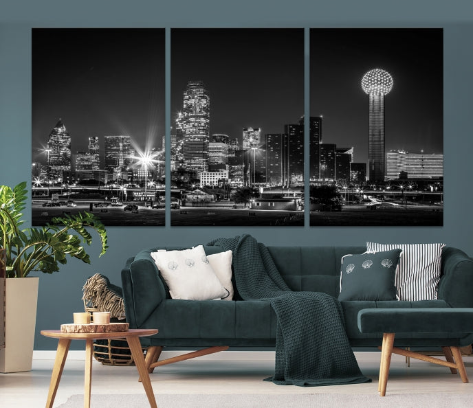 Impresión de lienzo de la ciudad de Dallas, Skyline de Dallas, Arte de la pared de Dallas, Dallas Texas, Impresión de lienzo, Lienzo de Dallas, Arte de Dallas, Impresión de lienzo de Dallas,