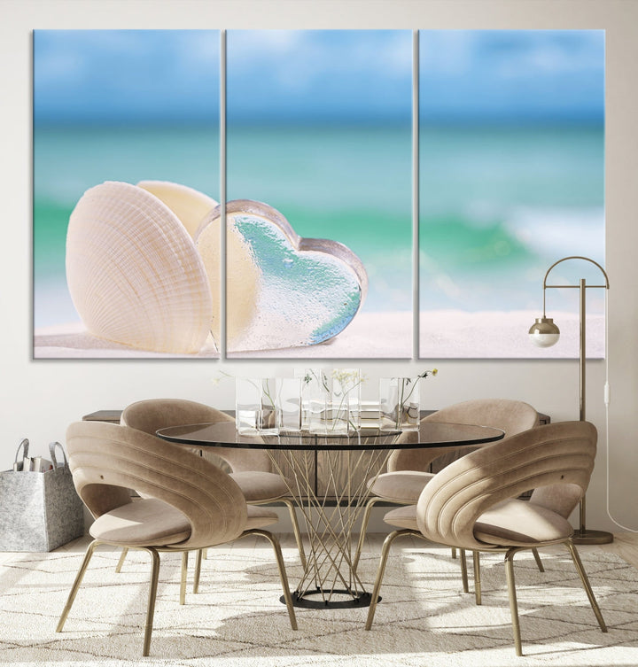 Impression sur toile d'art mural de coquillage d'amour de plage