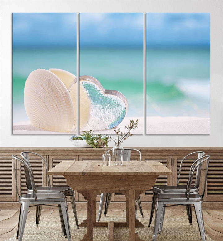 Arte de pared de concha marina de amor de playa Lienzo
