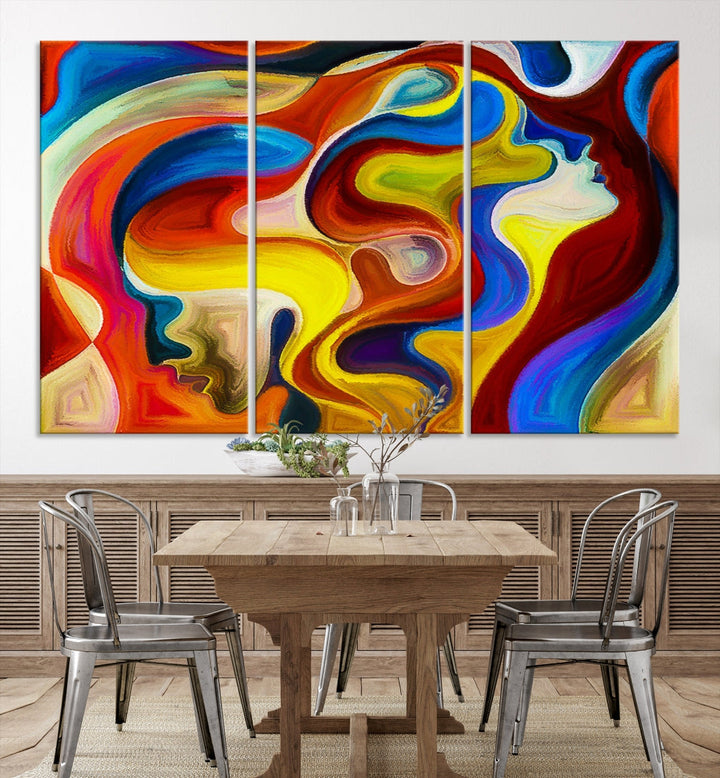 Colorful Abstract Human Figure Wall Art Canvas Print