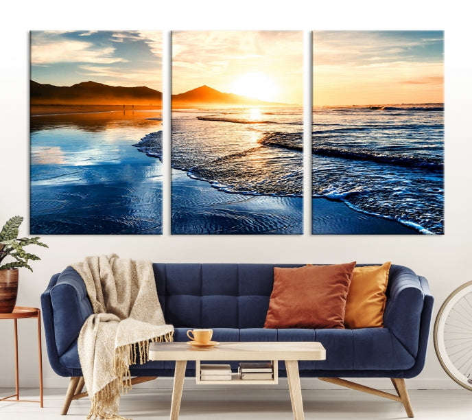 Beach Ocean Sunset on the Sea Wall Art Canvas Print