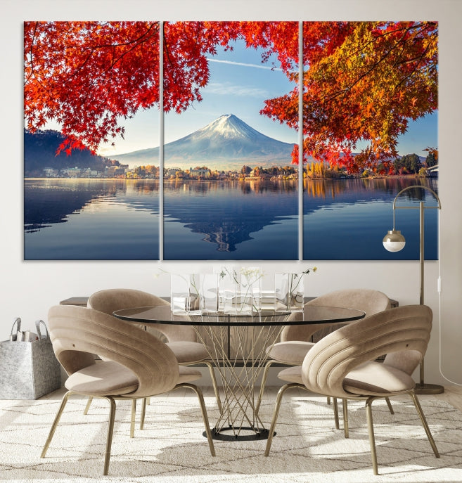 Mur de toile du Mont Fuji Art Japon Automne Paysage Mur Art Montagne Impression sur toile