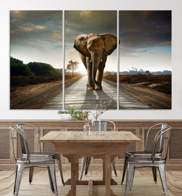 Big Wild Elephant Wall Art Canvas Print