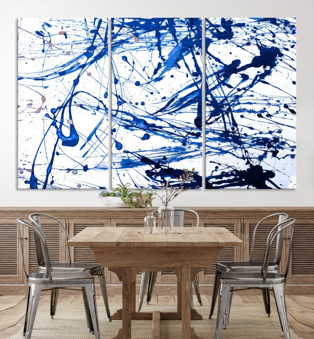 Blue Ink Splash Wall Art Canvas Print Success