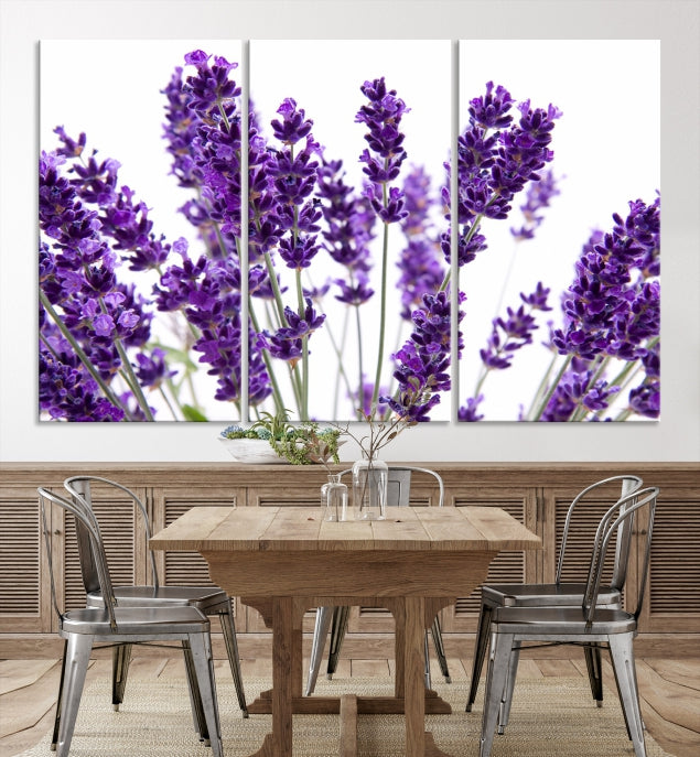 Flores de lavanda Arte de pared grande Floral Lienzo impreso