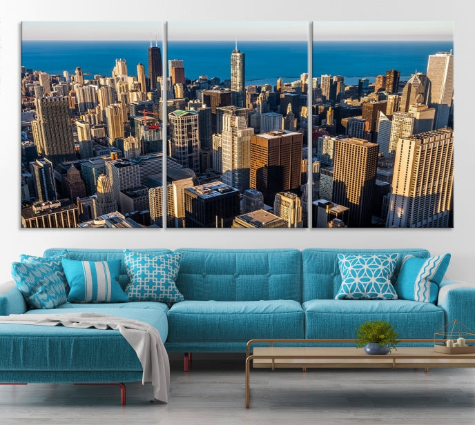 Chicago Wall Art Canvas Print Chicago City Night Canvas Print