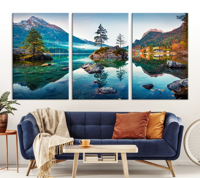 Relaxing Wall Art Lake and Mountain Wall Art Canvas Print