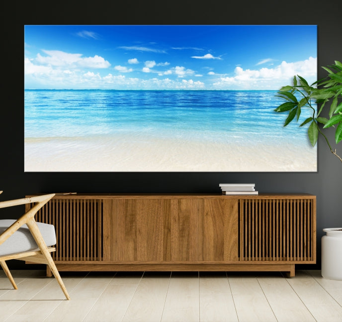 Impresión en lienzo grande de océano y playa para decoración artística de pared de comedor