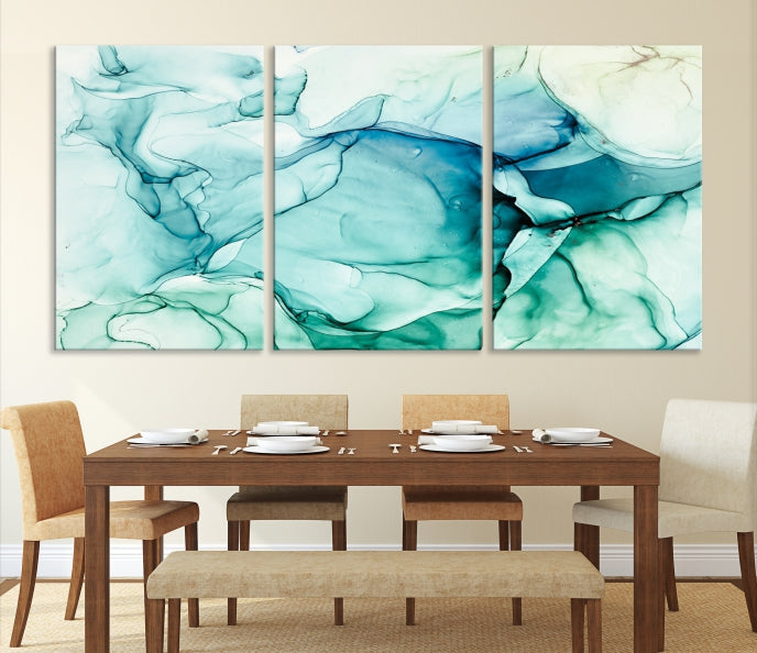 Turquoise Marble Fluid Effect Wall Art Abstract Canvas Wall Art Print