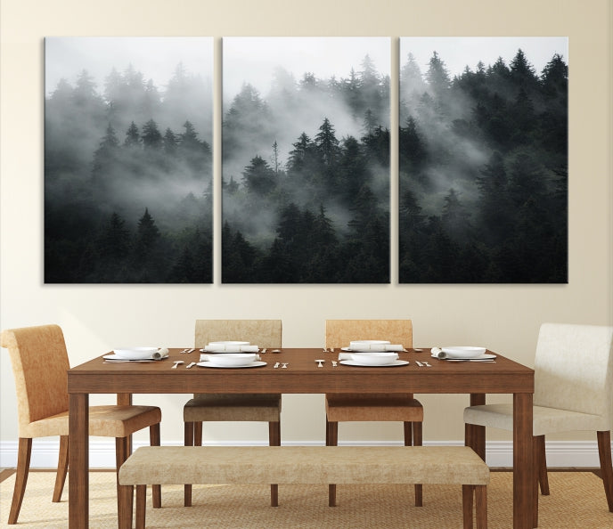 Arte de pared de bosque oscuro y niebla Lienzo