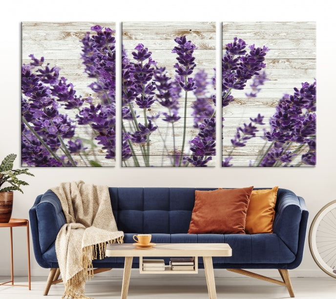 Lienzo decorativo para pared grande con hierba de lavanda