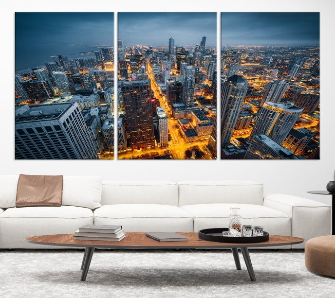 Chicago Wall Art Canvas Print Chicago City Night Canvas Print