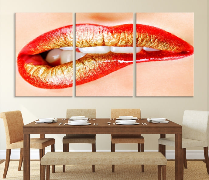 Red Lip Bite Canvas Print