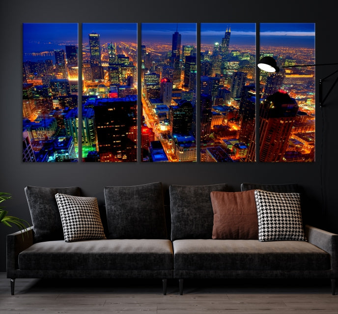 Chicago Wall Art Canvas Print Chicago City Night Canvas Print