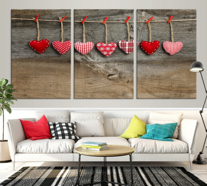 L'amour sur l'art mural en bois Impression sur toile