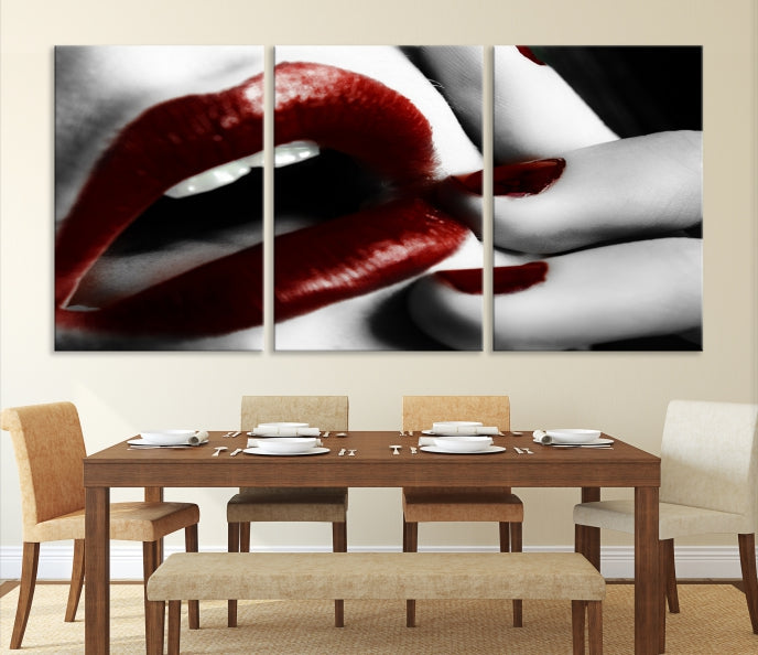 Red Lips and Women Canvas Print