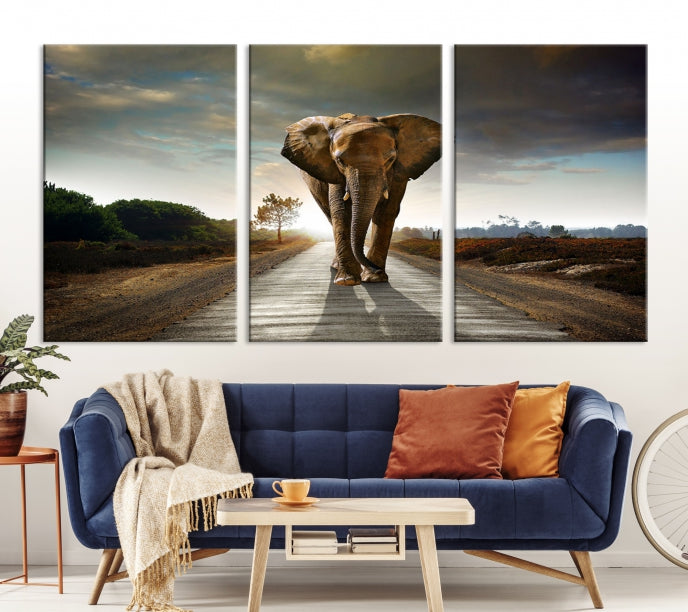 Big Wild Elephant Wall Art Canvas Print