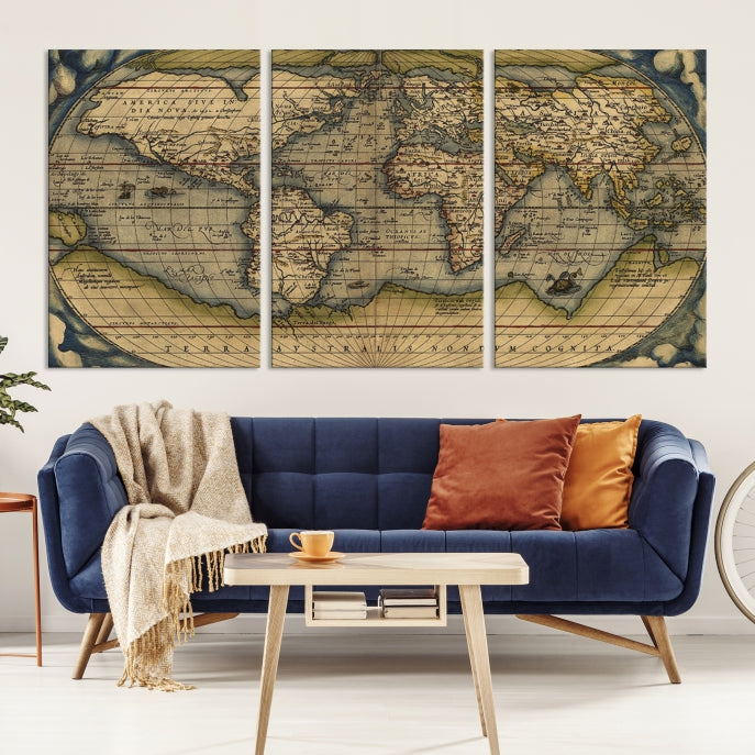 Lienzo decorativo para pared con mapa del viejo mundo, clásico, extra grande