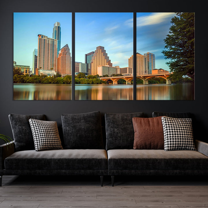 Austin City Morning Blue Skyline Cityscape View Wall Art Canvas Print