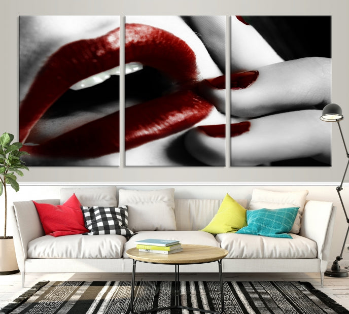 Red Lips and Women Canvas Print