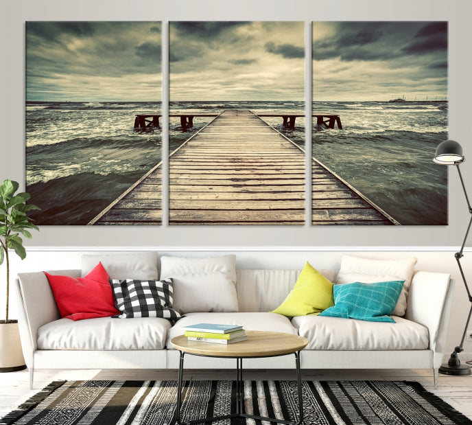 Vintage Wood Bridge Wall Art Canvas Print